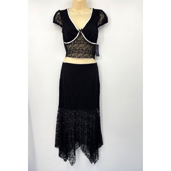 One Clothing Whimsigoth Fairy Goth Grunge Lace Two Piece Skirt & Top Medium NEW - Picture 1 of 6
